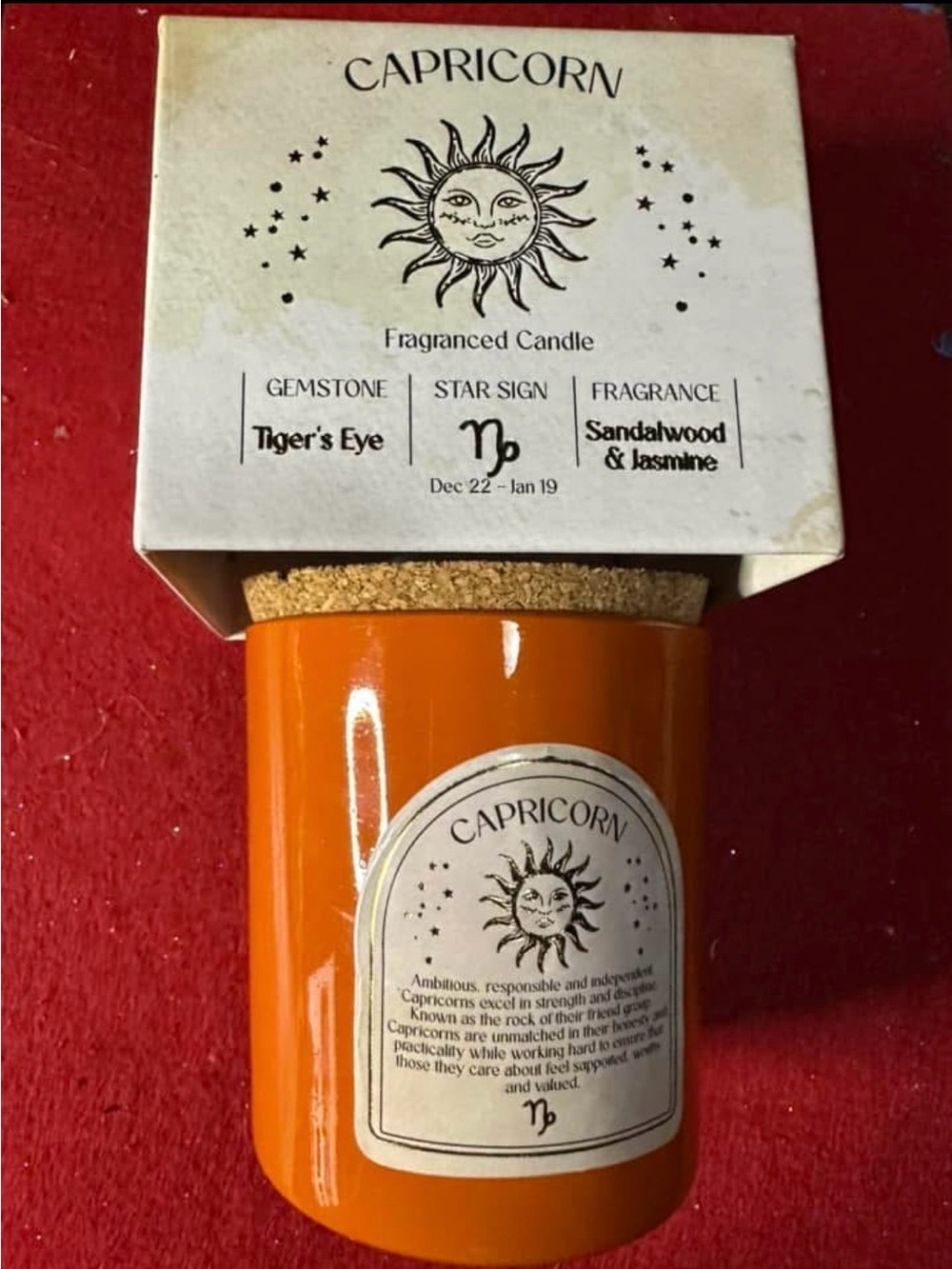Capricorn Fragranced Candle - Orange Ceramic Jar
